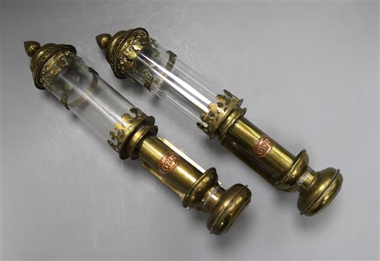 A pair of brass GWR brass coaching lamps